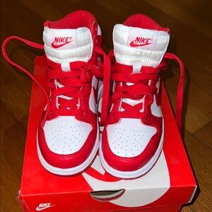 Nike Red and White Kids Shoes